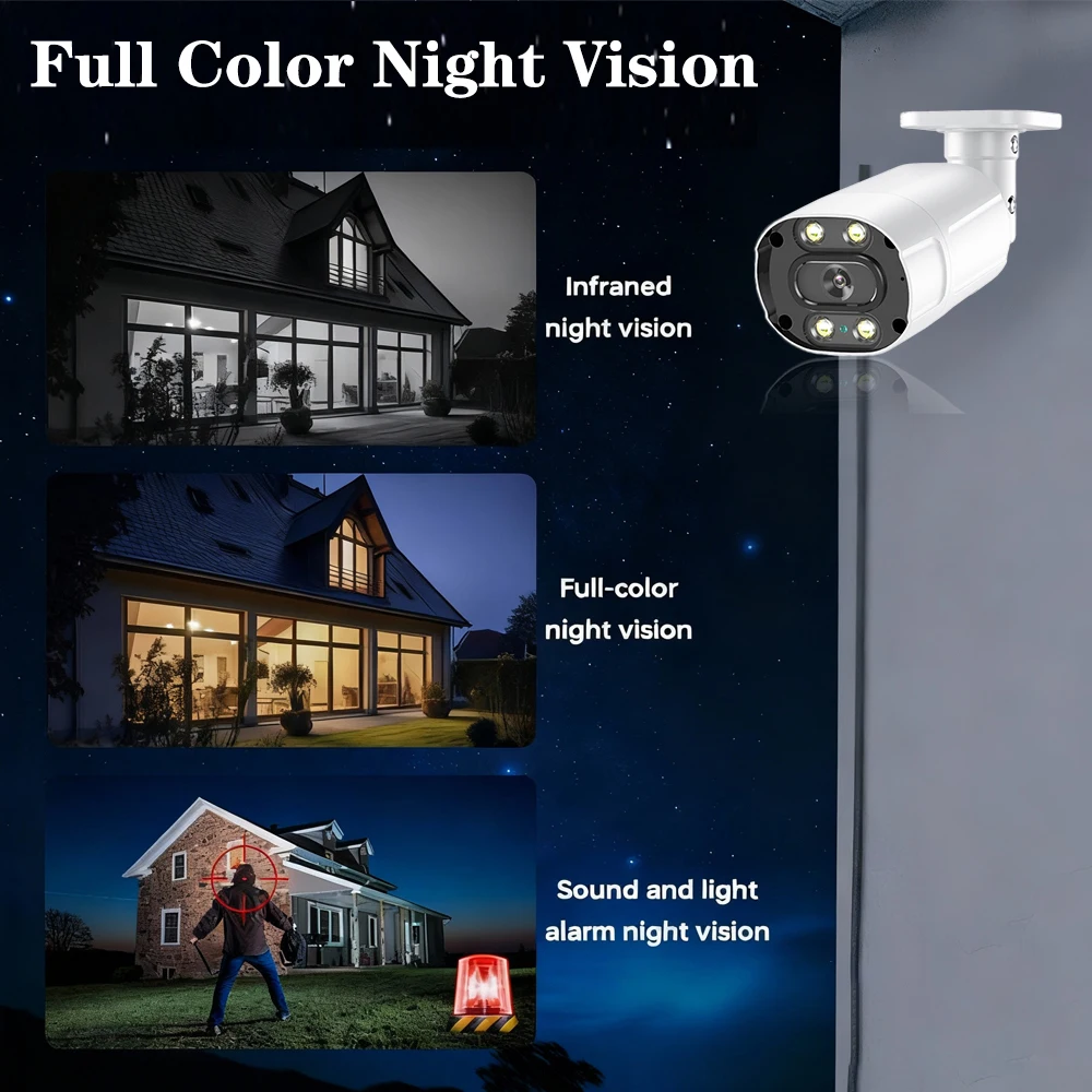 Color Night Vision 4K AHD DVR Kit 8CH 8MP Audio Recording Security Camera System XMEYE CCTV IP Bullet Camera Video Surveillance