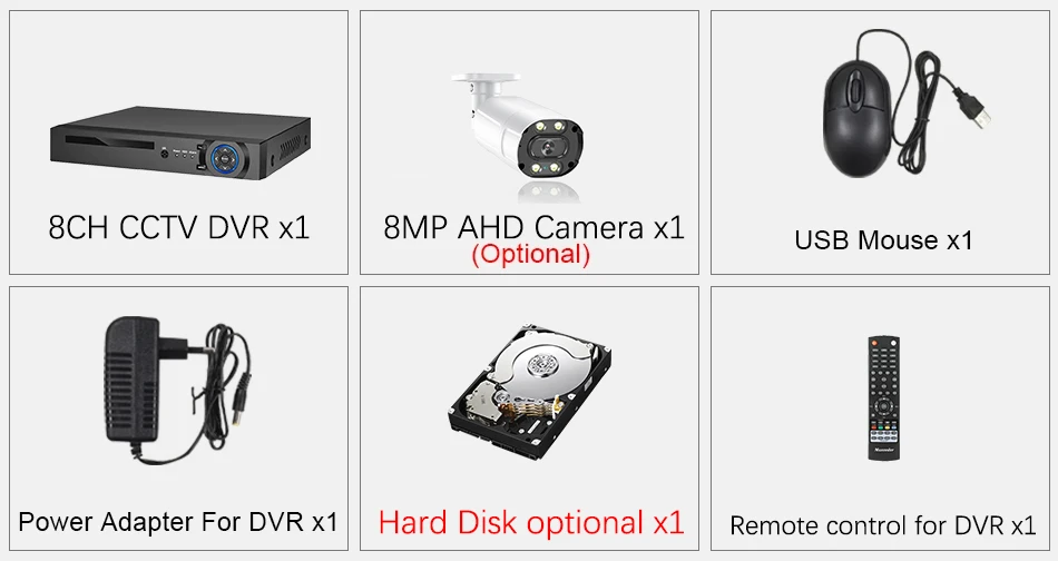 Color Night Vision 4K AHD DVR Kit 8CH 8MP Audio Recording Security Camera System XMEYE CCTV IP Bullet Camera Video Surveillance