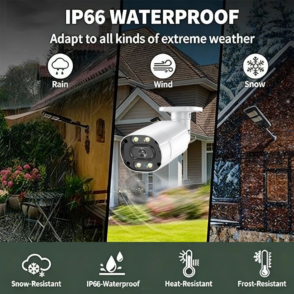 Color Night Vision 4K AHD DVR Kit 8CH 8MP Audio Recording Security Camera System XMEYE CCTV IP Bullet Camera Video Surveillance