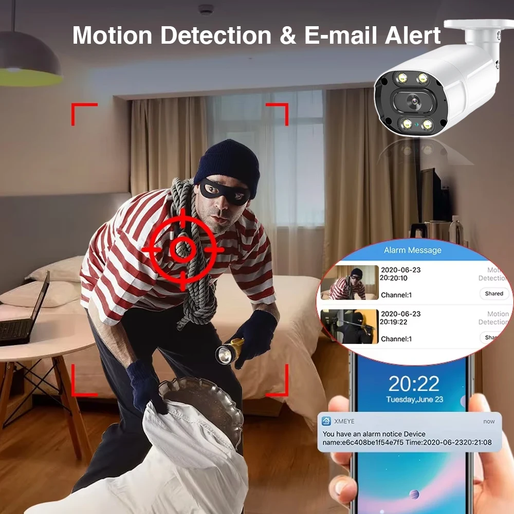 Color Night Vision 4K AHD DVR Kit 8CH 8MP Audio Recording Security Camera System XMEYE CCTV IP Bullet Camera Video Surveillance