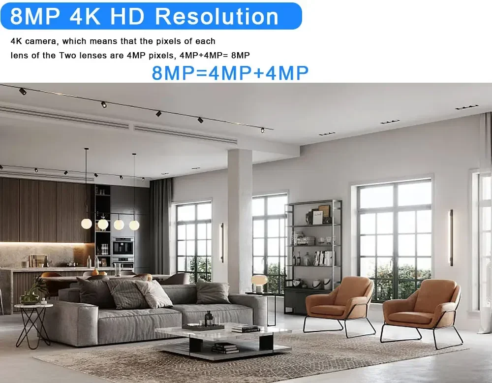 8MP 4K Wi-Fi Security Camera System 8CH NVR Kit Wireless Night Vision PTZ Two-Way Audio Indoor Outdoor CCTV Camera System ICSEE