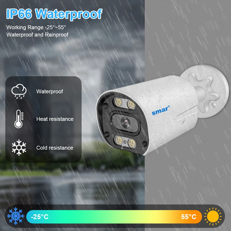 Smar 8CH POE NVR Set with 12 Inch LCD Monitor 4K 8MP 4MP POE Camera System Outdoor Ai Face Detection Audio Video H.265 CCTV Kit