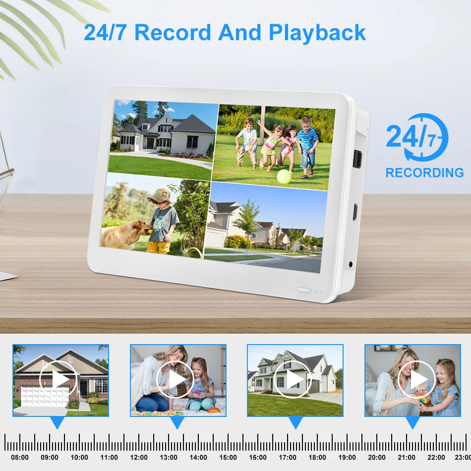 Smar 8CH POE NVR Set with 12 Inch LCD Monitor 4K 8MP 4MP POE Camera System Outdoor Ai Face Detection Audio Video H.265 CCTV Kit