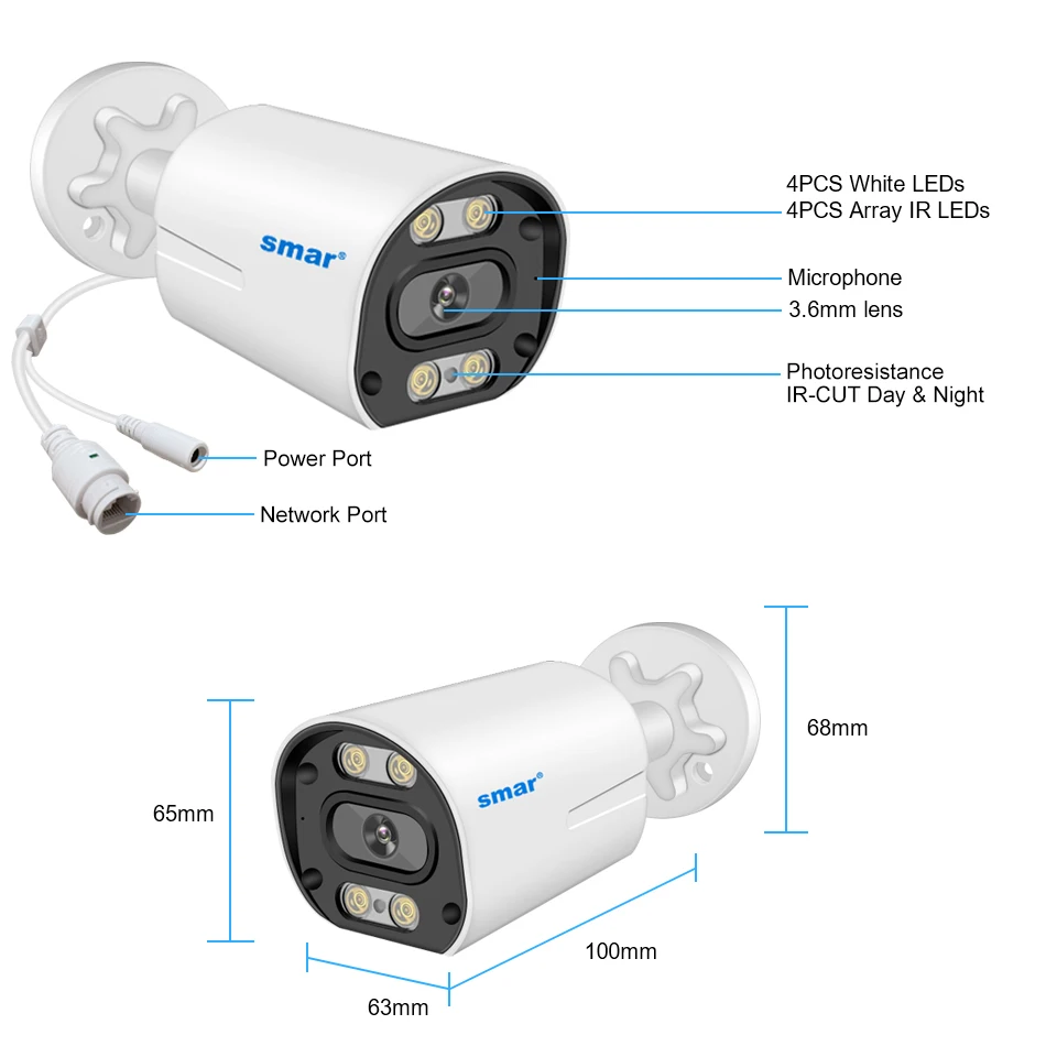 Smar 8CH POE NVR Set with 12 Inch LCD Monitor 4K 8MP 4MP POE Camera System Outdoor Ai Face Detection Audio Video H.265 CCTV Kit