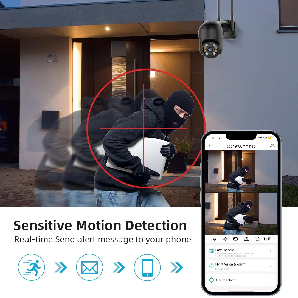 Techage H.265 3MP 4CH PTZ WiFi Security Camera Set Smart AI Human Detection CCTV Video Surveillance System E-mail Alert P2P