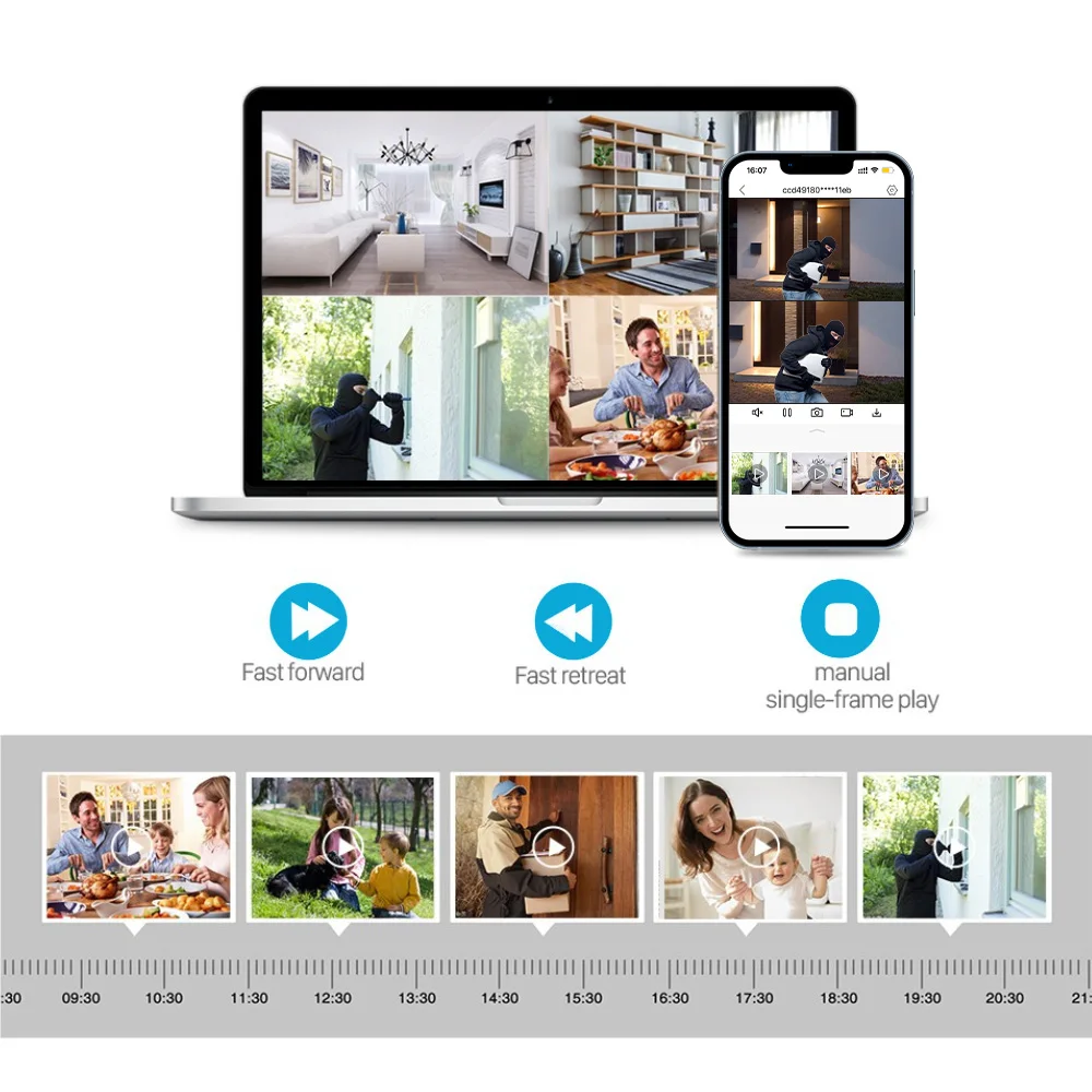 Techage H.265 3MP 4CH PTZ WiFi Security Camera Set Smart AI Human Detection CCTV Video Surveillance System E-mail Alert P2P