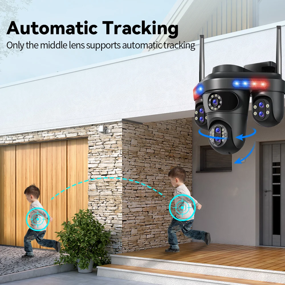 DIFANG 35MP WiFi IP Camera 4 Screens 7 Lens 10X Zoom Outdoor Wireless PTZ Security Cam Auto Tracking CCTV Surveillance Camera