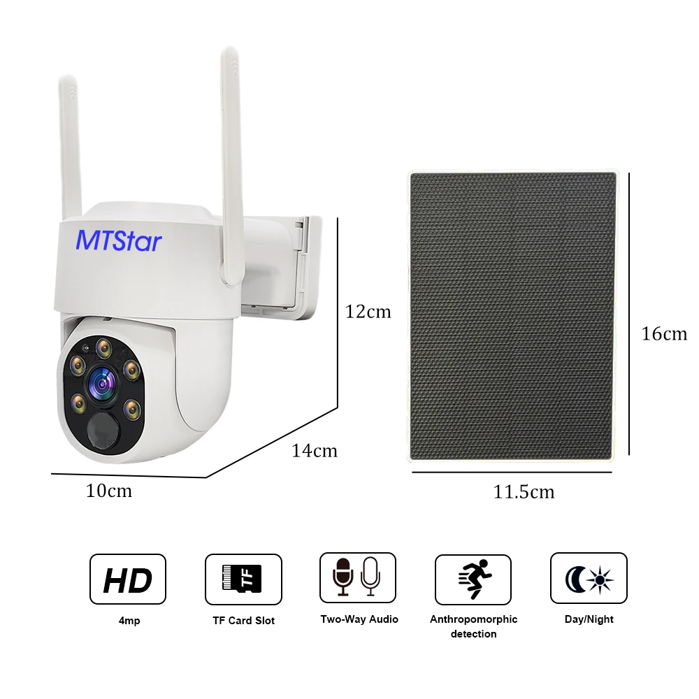 4CH/8CH 4MP Wireless WIFI NVR ＆ Solar Panel Battery PTZ Camera Outdoor Video Surveillance System  Wifi DVR  with 10 Inch Monitor