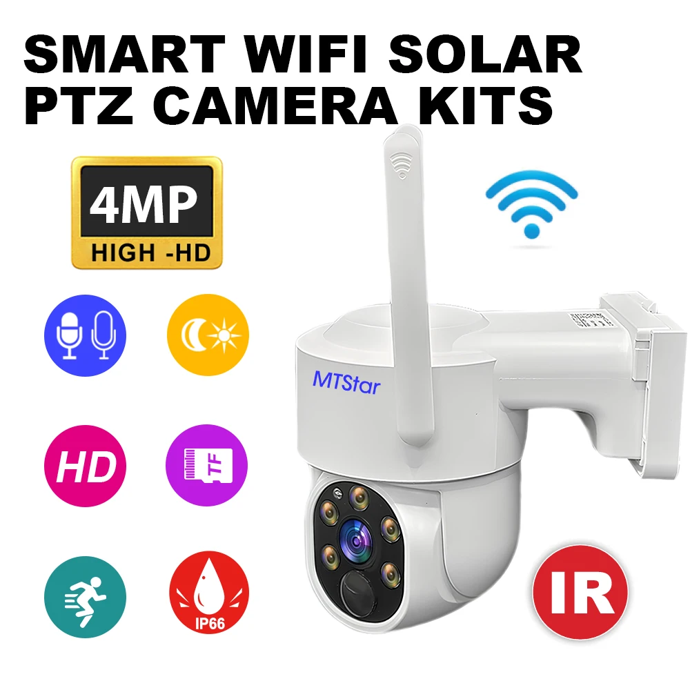 4CH/8CH 4MP Wireless WIFI NVR ＆ Solar Panel Battery PTZ Camera Outdoor Video Surveillance System  Wifi DVR  with 10 Inch Monitor