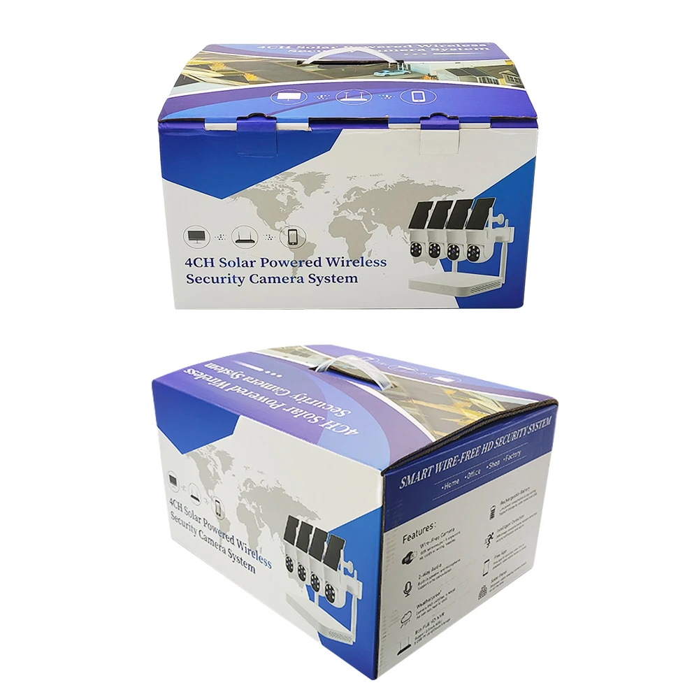 4CH/8CH 4MP Wireless WIFI NVR ＆ Solar Panel Battery PTZ Camera Outdoor Video Surveillance System  Wifi DVR  with 10 Inch Monitor