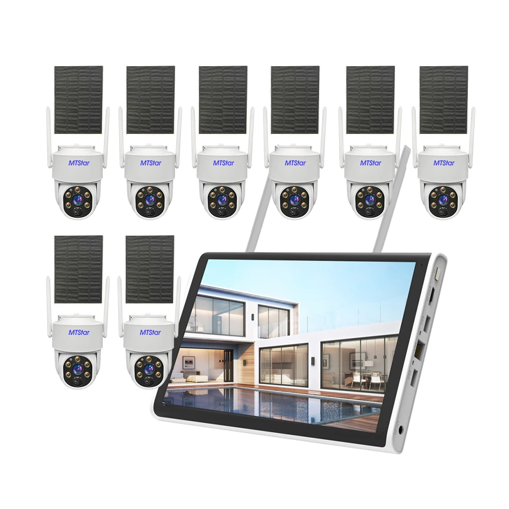 4CH/8CH 4MP Wireless WIFI NVR ＆ Solar Panel Battery PTZ Camera Outdoor Video Surveillance System  Wifi DVR  with 10 Inch Monitor