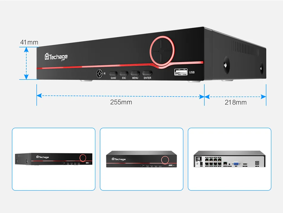 Techage 4K 8MP Surveillance Camera System H.265 8CH PoE NVR Kit Human Detection Red-bule Light Alarm P2P Video Audio CCTV Camera