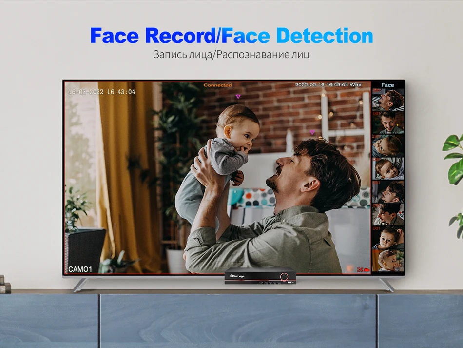 Techage 4K 8MP Surveillance Camera System H.265 8CH PoE NVR Kit Human Detection Red-bule Light Alarm P2P Video Audio CCTV Camera