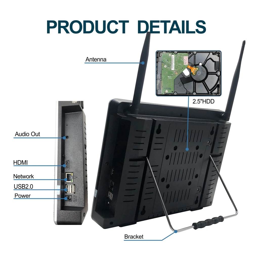 MTStar 2Pcs 4PCs Wireless Solar Panel Dual Lens PTZ WiFi Camera Surverillance Security System Kit NVR With Monitor ESeecloud