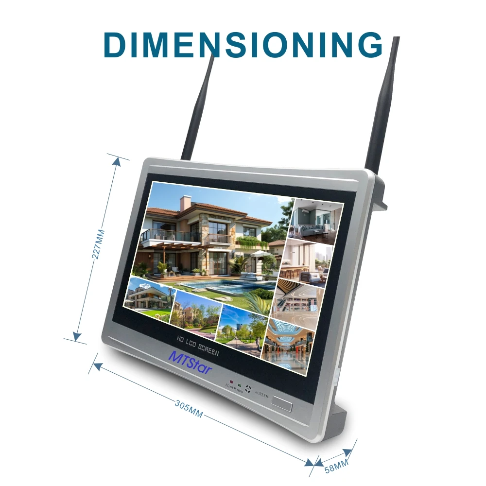 MTStar 2Pcs 4PCs Wireless Solar Panel Dual Lens PTZ WiFi Camera Surverillance Security System Kit NVR With Monitor ESeecloud