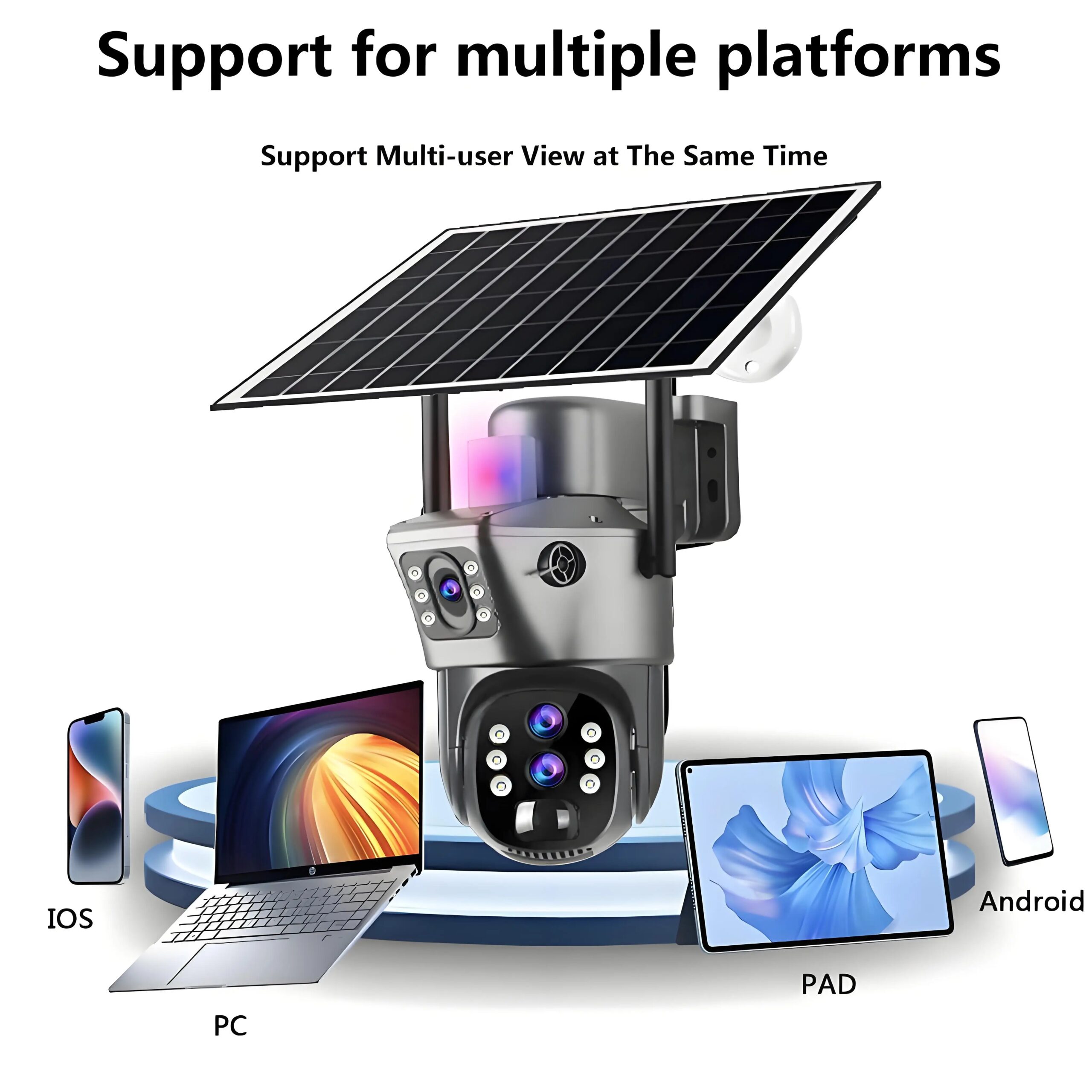 10X Zoom Wireless Outdoor WiFi Solar Camera 6K 12MP Dual Screen HD Color Night Vision PIR Auto Tracking PTZ IP Surveillance Cam