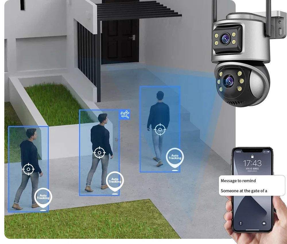 4K POE 10CH NVR Kit Dual Lens 8MP Security WIFI PTZ Camera Auto Track System CCTV Outdoor IP Home Video Surveillance Camera Set