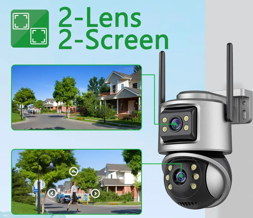 4K POE 10CH NVR Kit Dual Lens 8MP Security WIFI PTZ Camera Auto Track System CCTV Outdoor IP Home Video Surveillance Camera Set