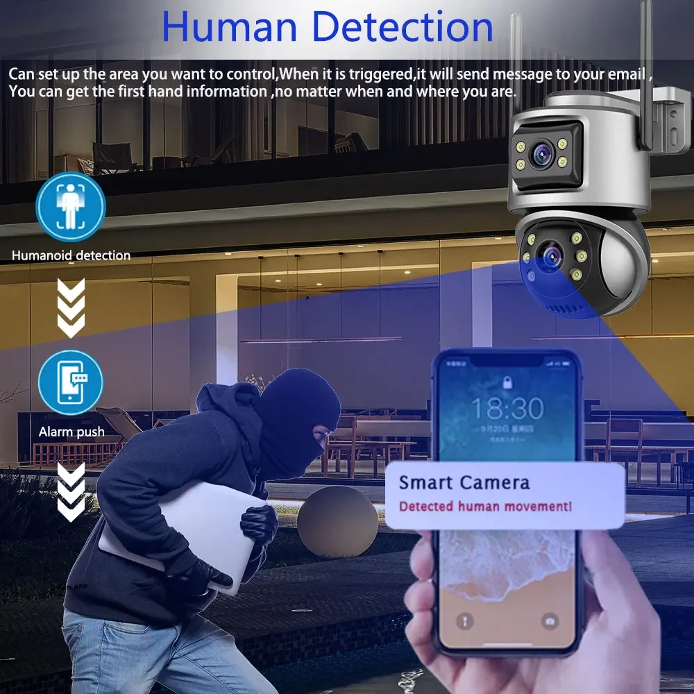 4K POE 10CH NVR Kit Dual Lens 8MP Security WIFI PTZ Camera Auto Track System CCTV Outdoor IP Home Video Surveillance Camera Set