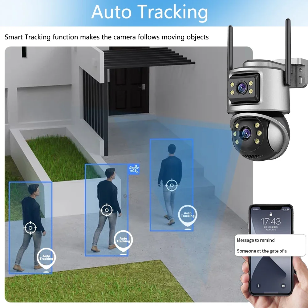 4K POE 10CH NVR Kit Dual Lens 8MP Security WIFI PTZ Camera Auto Track System CCTV Outdoor IP Home Video Surveillance Camera Set