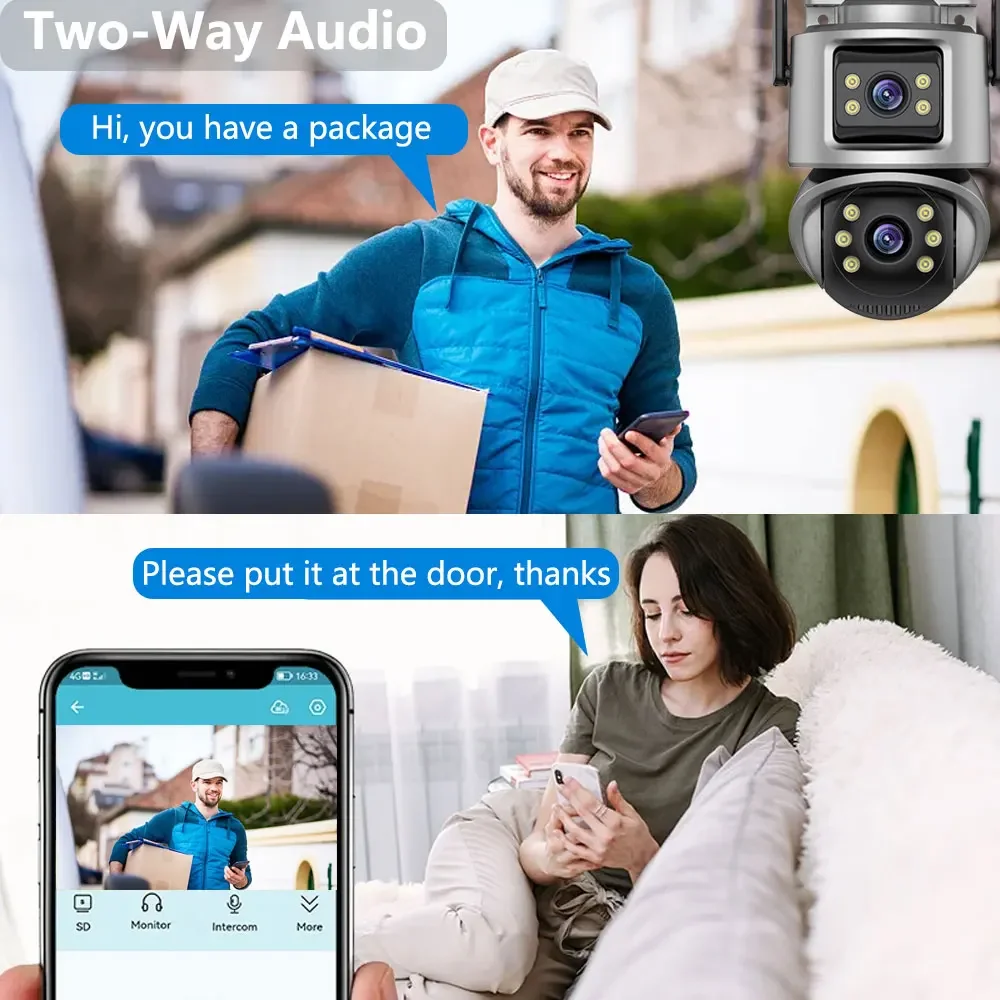 4K POE 10CH NVR Kit Dual Lens 8MP Security WIFI PTZ Camera Auto Track System CCTV Outdoor IP Home Video Surveillance Camera Set