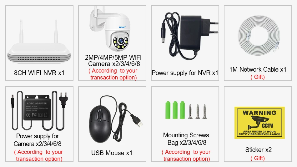 Smar 8CH NVR 5MP Wireless Camera Kit Ai Humman Detect Outdoor 3MP PTZ WiFi Night Vision CCTV Security Surveillance System ICsee