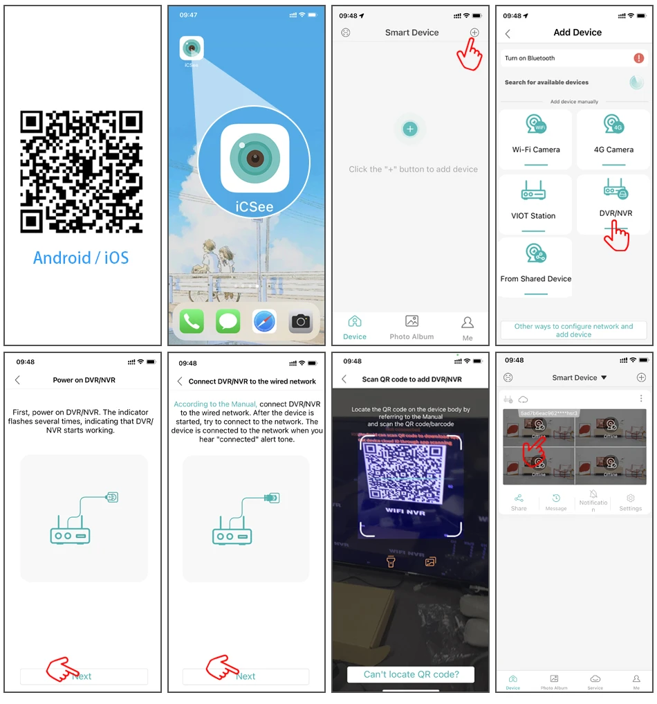 Smar 8CH NVR 5MP Wireless Camera Kit Ai Humman Detect Outdoor 3MP PTZ WiFi Night Vision CCTV Security Surveillance System ICsee