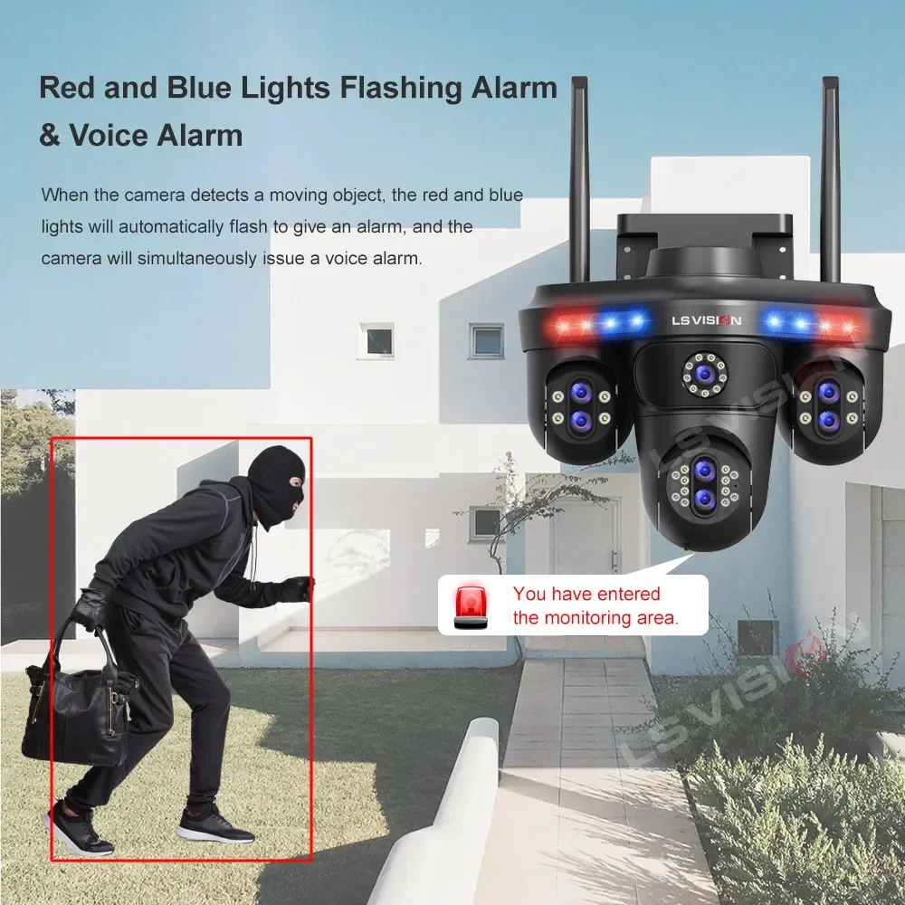 LS VISION 35MP Outdoor Security Camera with 10X Optical Zoom 7/5 Lens WiFi Cam Home Safety