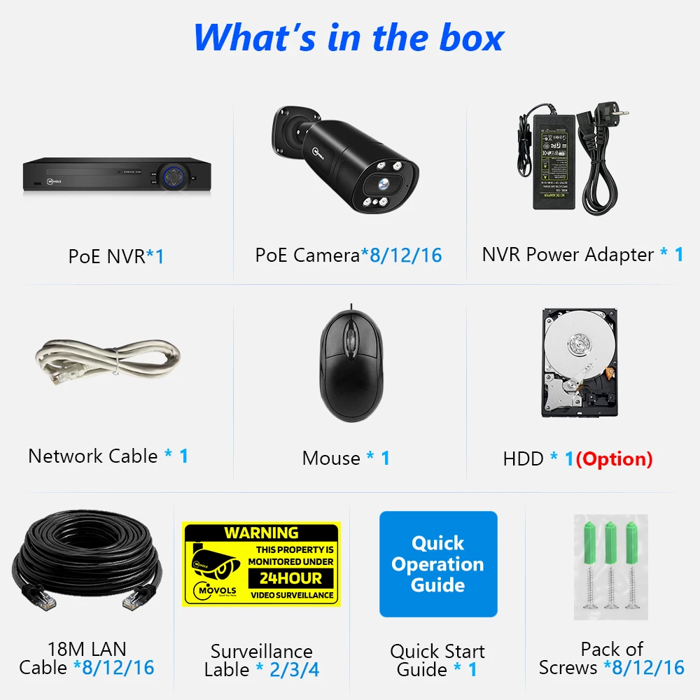 Movols 4K 16CH XMEYE POE Security Camerae System 5MP 8MP Two Way Audio CCTV Camera System AI P2P Video Surveillance Kit Movols 4K 16CH XMEYE POE Security Camerae System 5MP 8MP Two Way Audio CCTV Camera System AI P2P Video Surveillance Kit