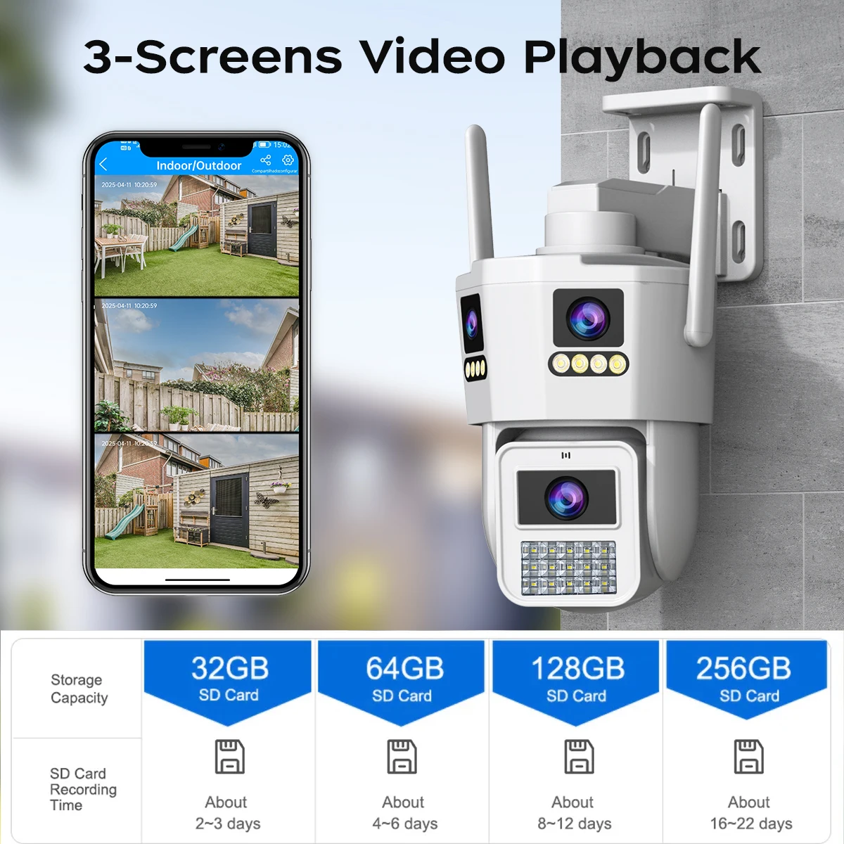 JOOAN 12MP Three Lens IP Camera PTZ Outdoor Three Screen night vision 5g WiFi Security Camera Auto Tracking Cctv camera