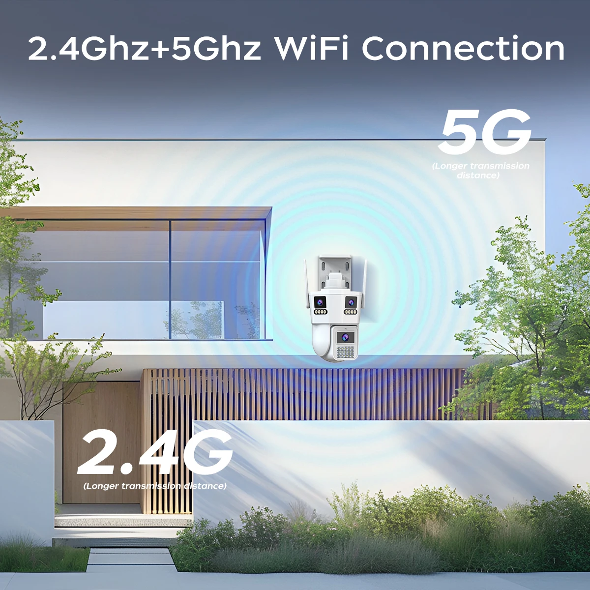 JOOAN 12MP Three Lens IP Camera PTZ Outdoor Three Screen night vision 5g WiFi Security Camera Auto Tracking Cctv camera