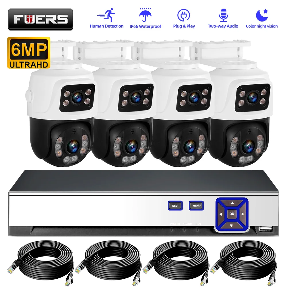 Fuers 8CH POE 6MP CCTV Security System Motion Detection H.265 Network Home Surveillance Audio Video Recorder XMEYE/iCSEE