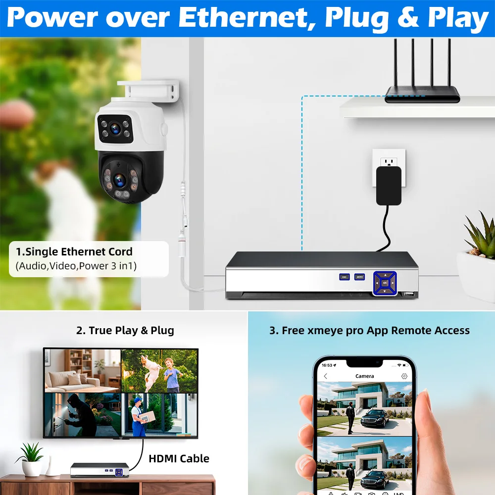 Fuers 8CH POE 6MP CCTV Security System Motion Detection H.265 Network Home Surveillance Audio Video Recorder XMEYE/iCSEE