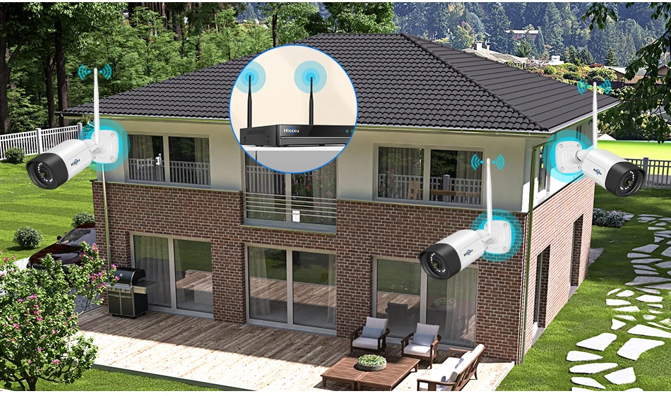 Hiseeu 5MP Wifi Surveillance Camera System Color Night Vision P2P Wireless Street Security CCTV Camera Kit 16CH Wireless NVR Set