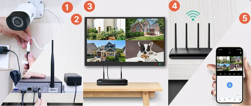 Hiseeu 5MP Wifi Surveillance Camera System Color Night Vision P2P Wireless Street Security CCTV Camera Kit 16CH Wireless NVR Set