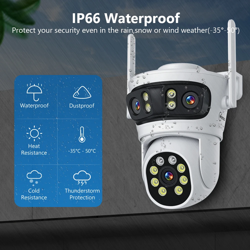 Movols 6MP Three Lens PTZ H.265 Wireless CCTV System Two Way Audio Waterproof IP Security Camera 10CH NVR Surveillance System