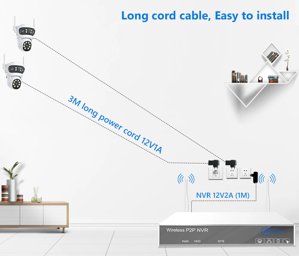 Movols 6MP Three Lens PTZ H.265 Wireless CCTV System Two Way Audio Waterproof IP Security Camera 10CH NVR Surveillance System