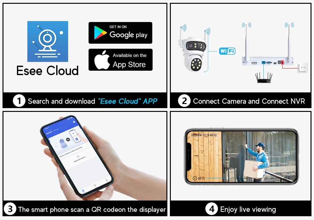 Movols 6MP Three Lens PTZ H.265 Wireless CCTV System Two Way Audio Waterproof IP Security Camera 10CH NVR Surveillance System