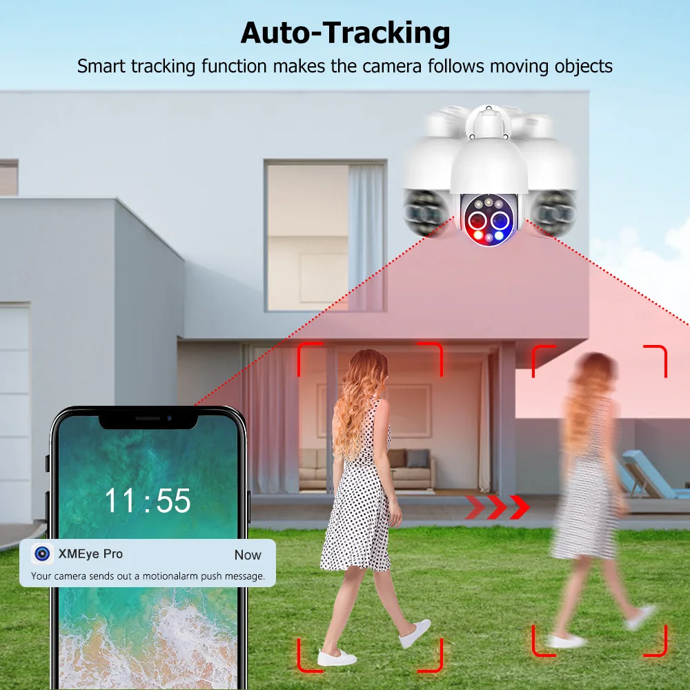 Techage 8CH 8MP PTZ PoE Camera System 4K 8X Zoom Dual Lens Human Detect Record NVR CCTV Video Surveillance Security Camera