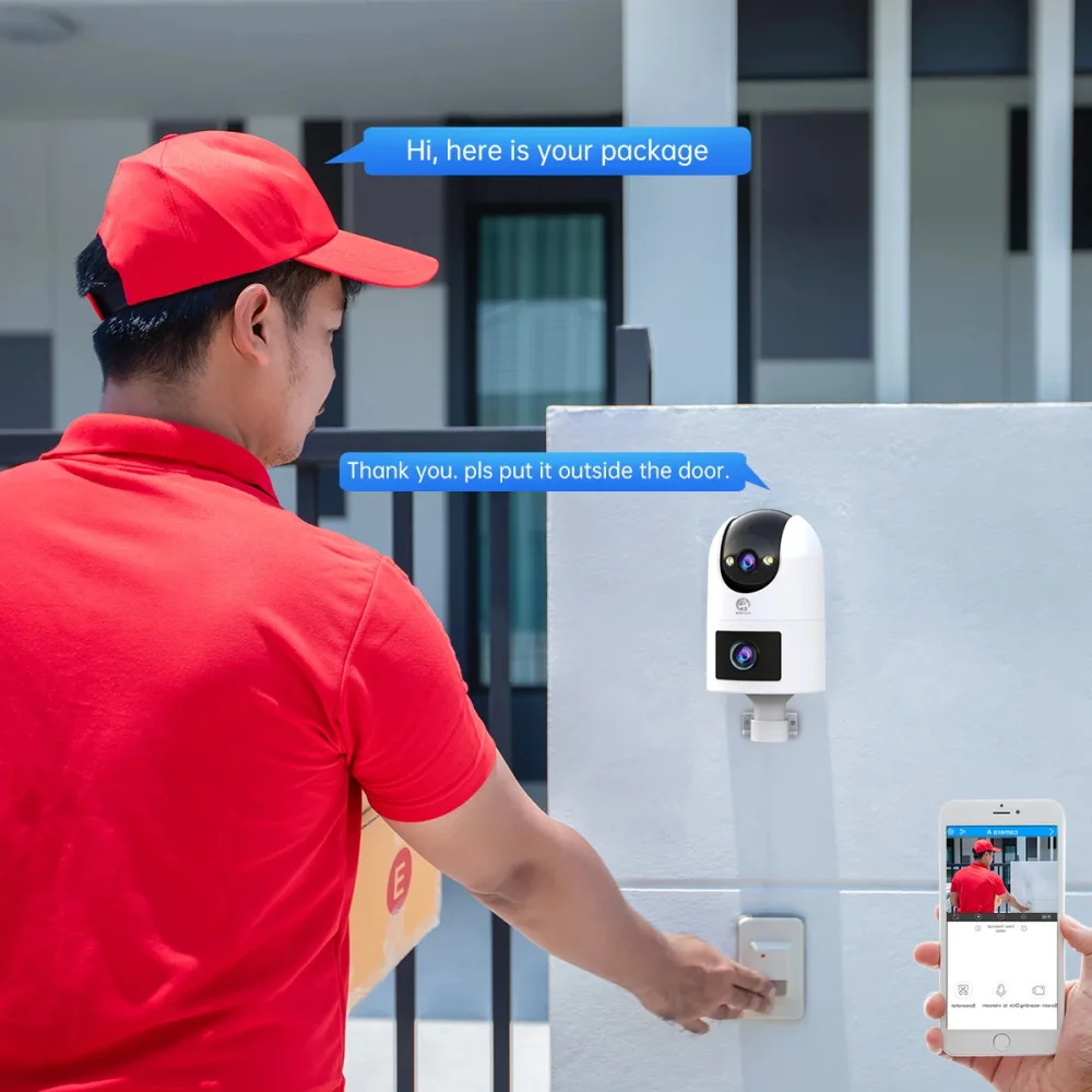 Jooan 4K 8MP Dual Lens Dual Screen IP Camera Wifi Outdoor PTZ Camera AI Auto Tracking CCTV camera Audio Video Surveillance