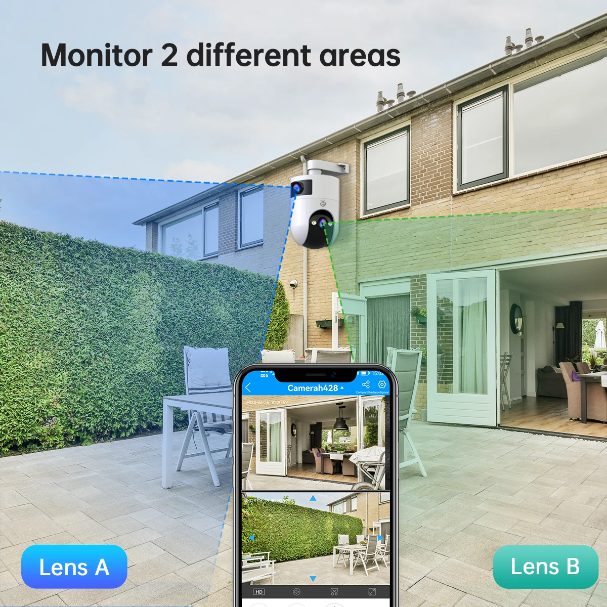 Jooan 4K 8MP Dual Lens Dual Screen IP Camera Wifi Outdoor PTZ Camera AI Auto Tracking CCTV camera Audio Video Surveillance