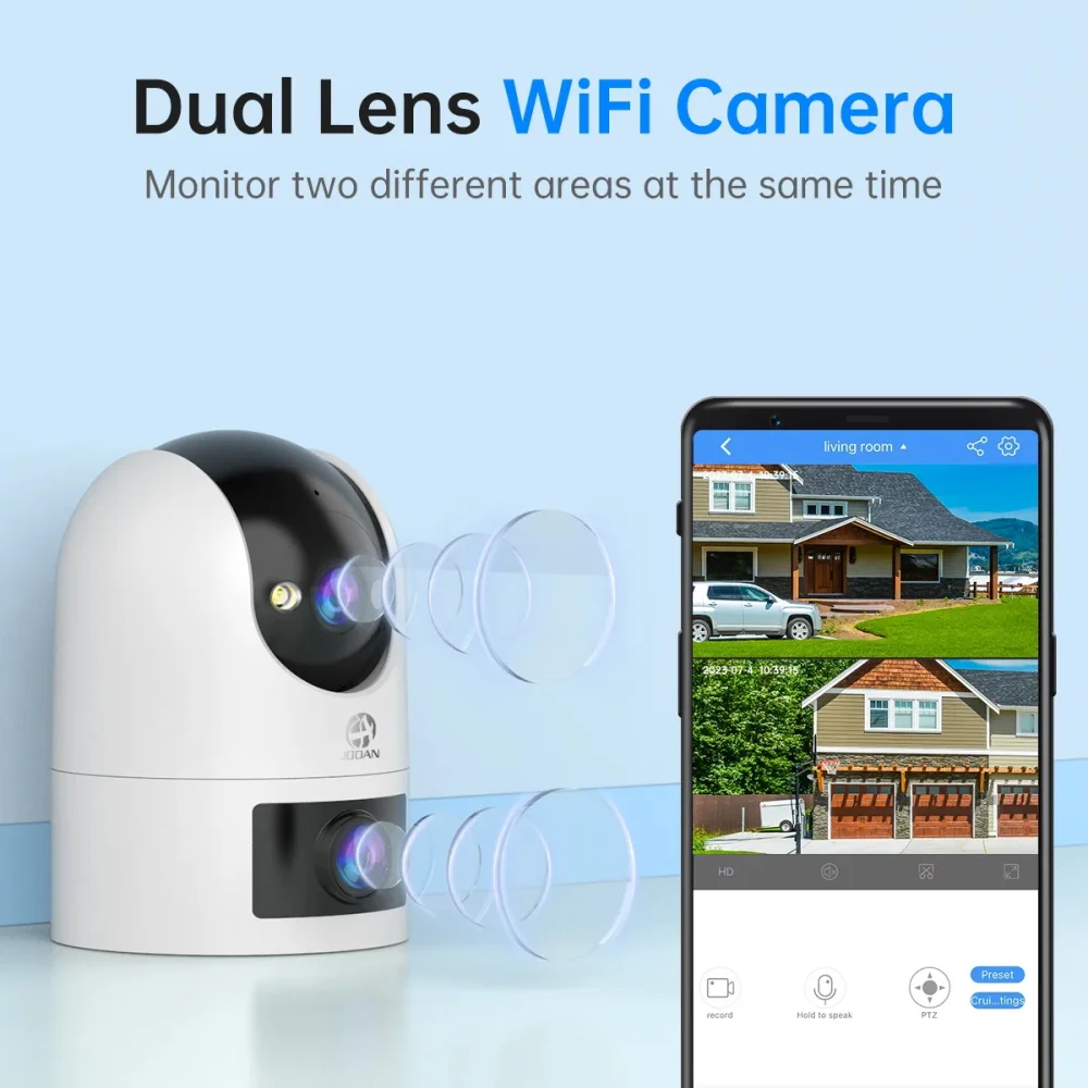 Jooan 4K 8MP Dual Lens Dual Screen IP Camera Wifi Outdoor PTZ Camera AI Auto Tracking CCTV camera Audio Video Surveillance