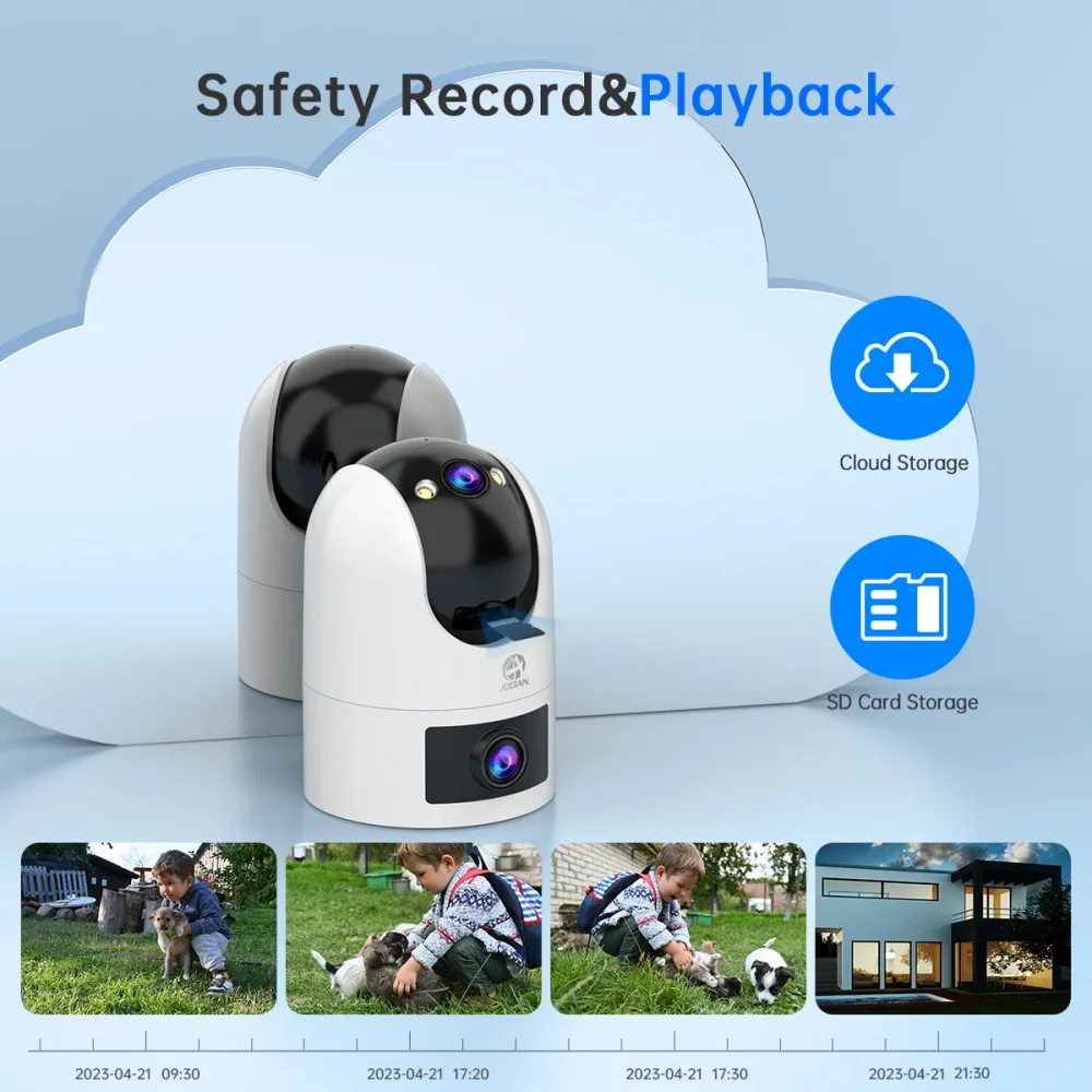 Jooan 4K 8MP Dual Lens Dual Screen IP Camera Wifi Outdoor PTZ Camera AI Auto Tracking CCTV camera Audio Video Surveillance