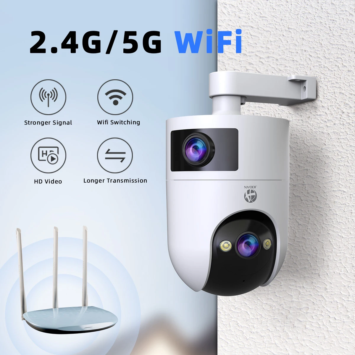 Jooan 4K 8MP Dual Lens Dual Screen IP Camera Wifi Outdoor PTZ Camera AI Auto Tracking CCTV camera Audio Video Surveillance