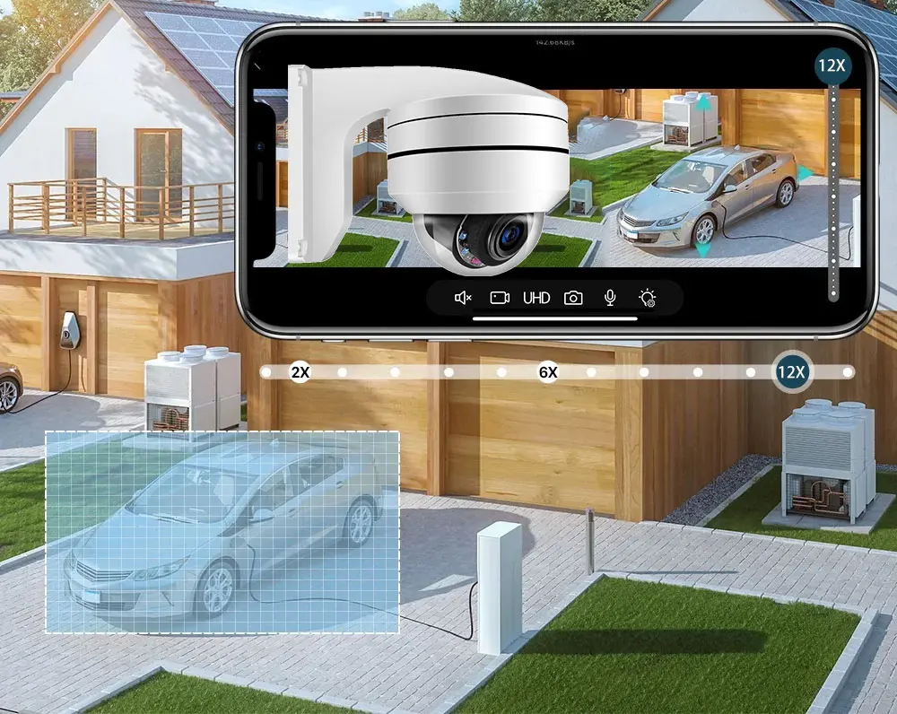 Overscam TUYA 8CH PTZ Dome POE Security Camera System 4K 8MP 12X Zoom Audio CCTV Video Surveillance Protection Kit Motion Detect