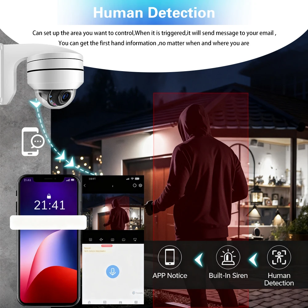 Overscam TUYA 8CH PTZ Dome POE Security Camera System 4K 8MP 12X Zoom Audio CCTV Video Surveillance Protection Kit Motion Detect