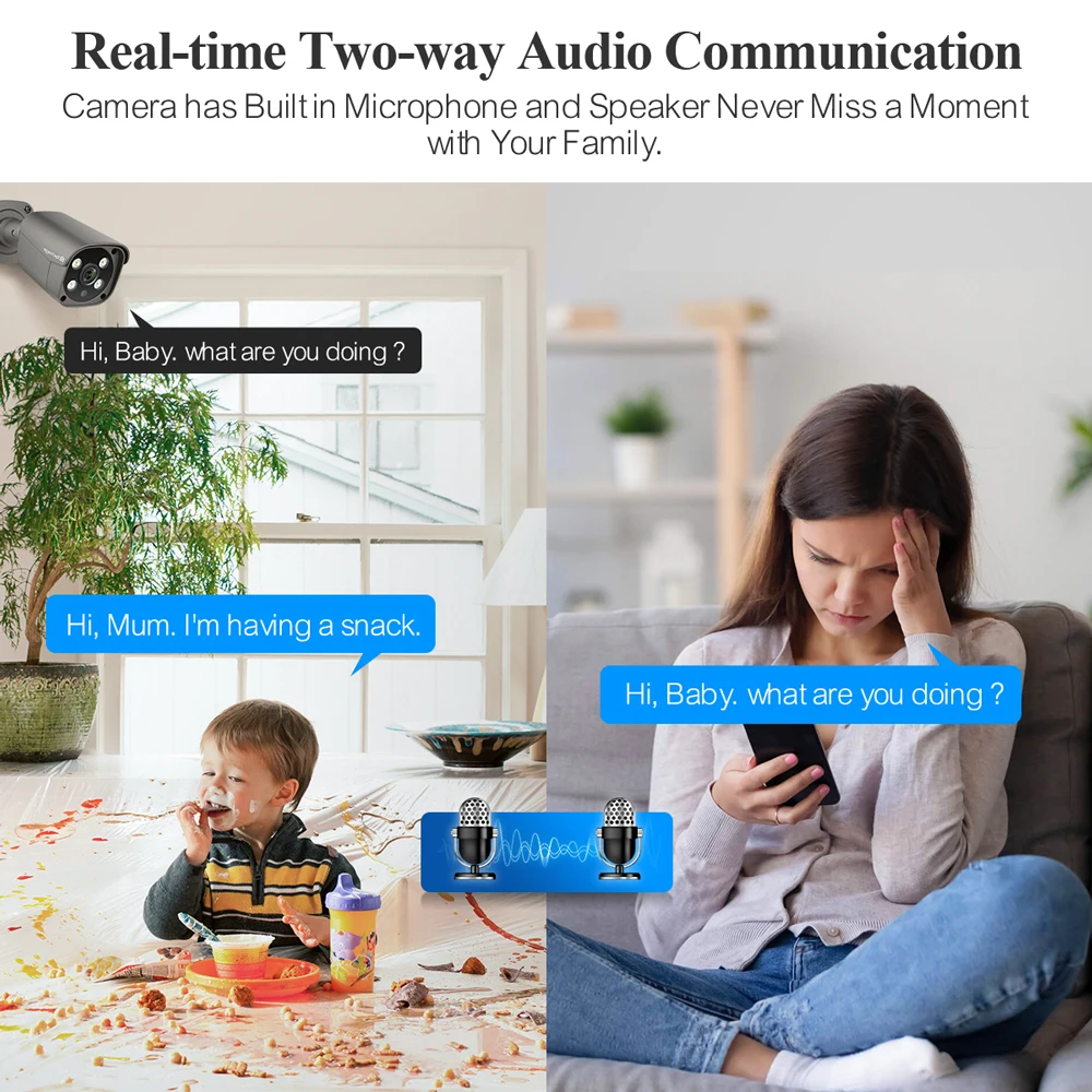 Techage 8CH 5MP Security Camera System Night Vision Human Detection POE PTZ Camera Outdoor Security Surveillance Cam Kit P2P