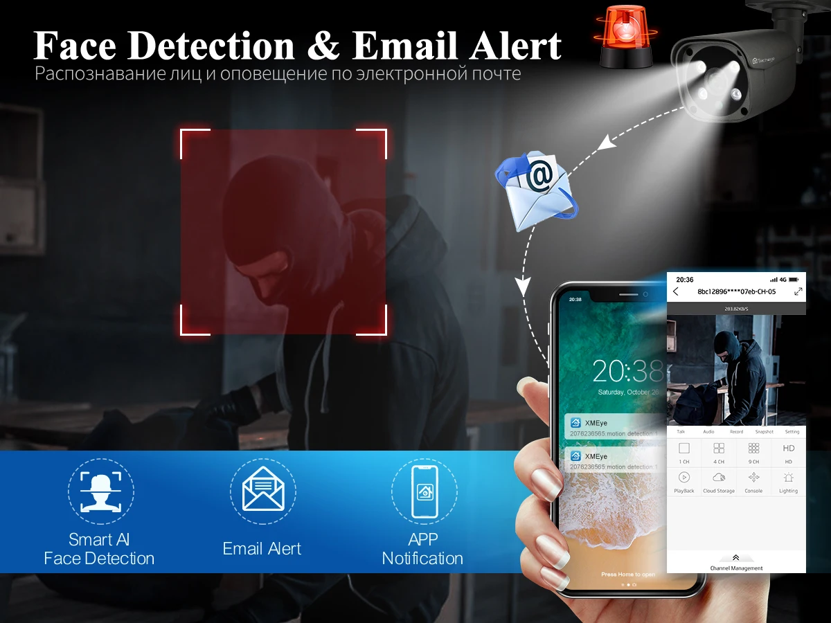 Techage 8CH 5MP Security Camera System Night Vision Human Detection POE PTZ Camera Outdoor Security Surveillance Cam Kit P2P