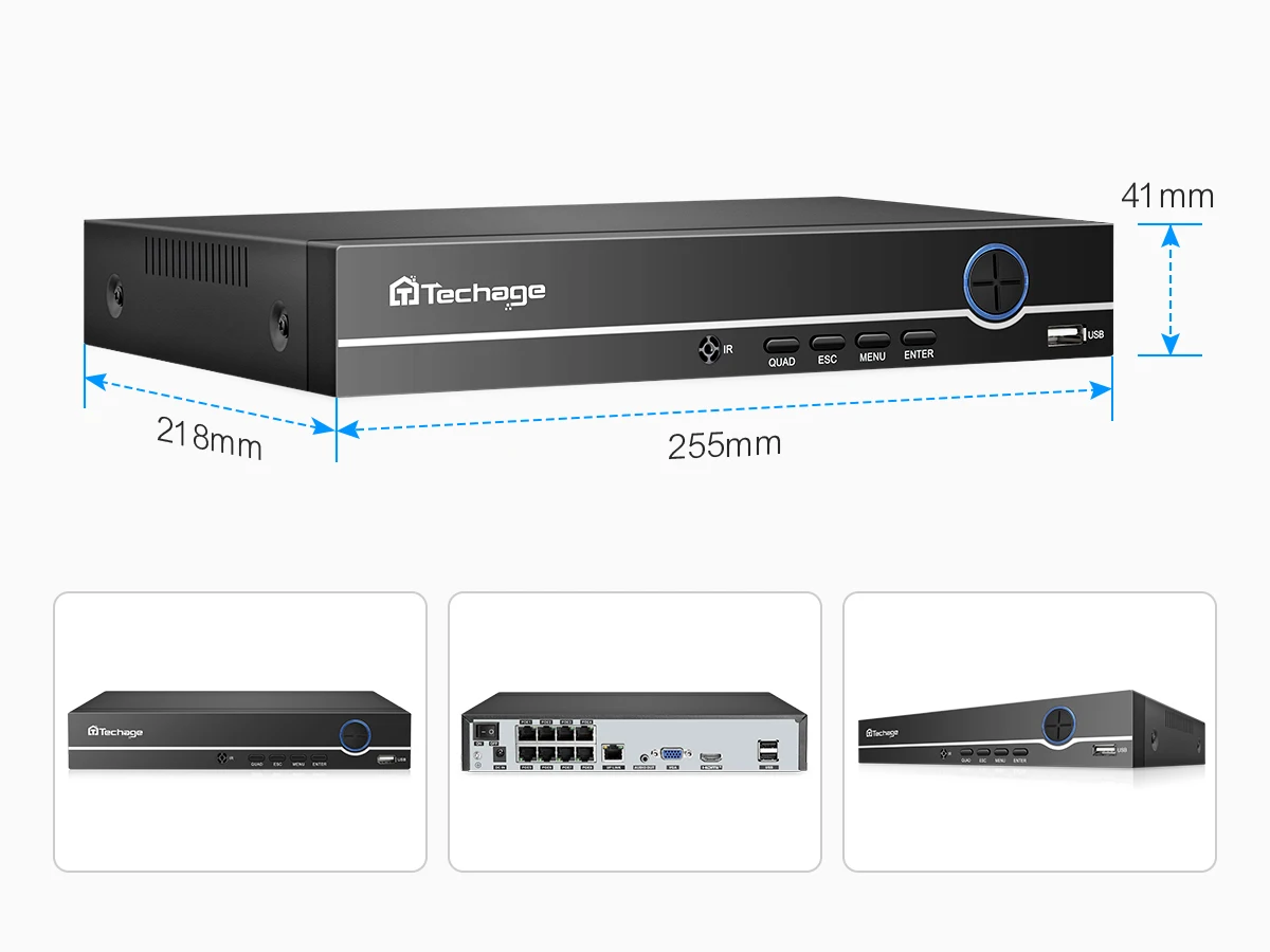 Techage 8CH 5MP Security Camera System Night Vision Human Detection POE PTZ Camera Outdoor Security Surveillance Cam Kit P2P