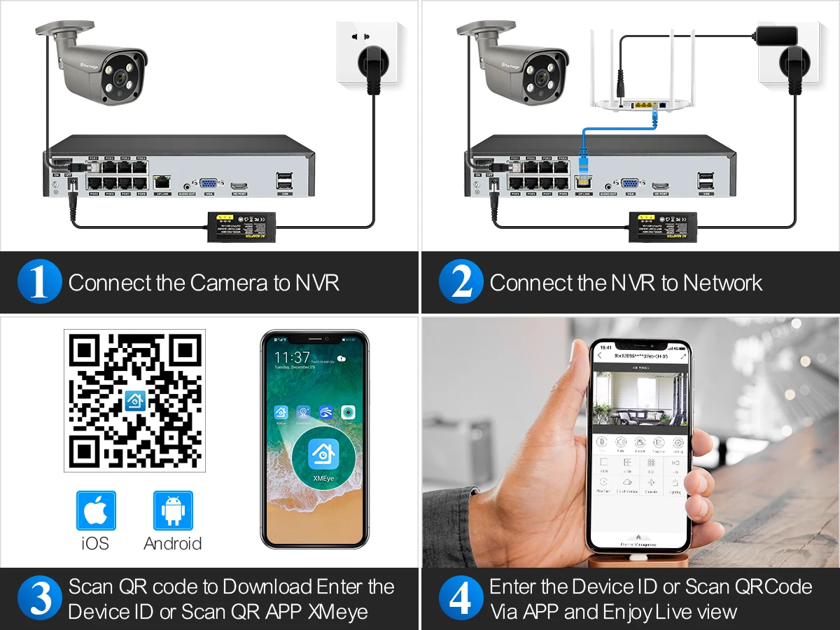 Techage 8CH 5MP Security Camera System Night Vision Human Detection POE PTZ Camera Outdoor Security Surveillance Cam Kit P2P